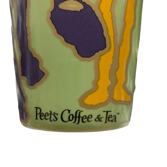 Peets Coffee Tea Green Mug People Silhouette Star Bean Yellow Orange Blue Red - Picture 4 of 6